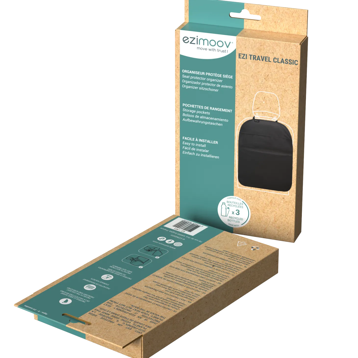 Ezimoov Organisateur de voiture Trafel classic éco-conçu Noir
