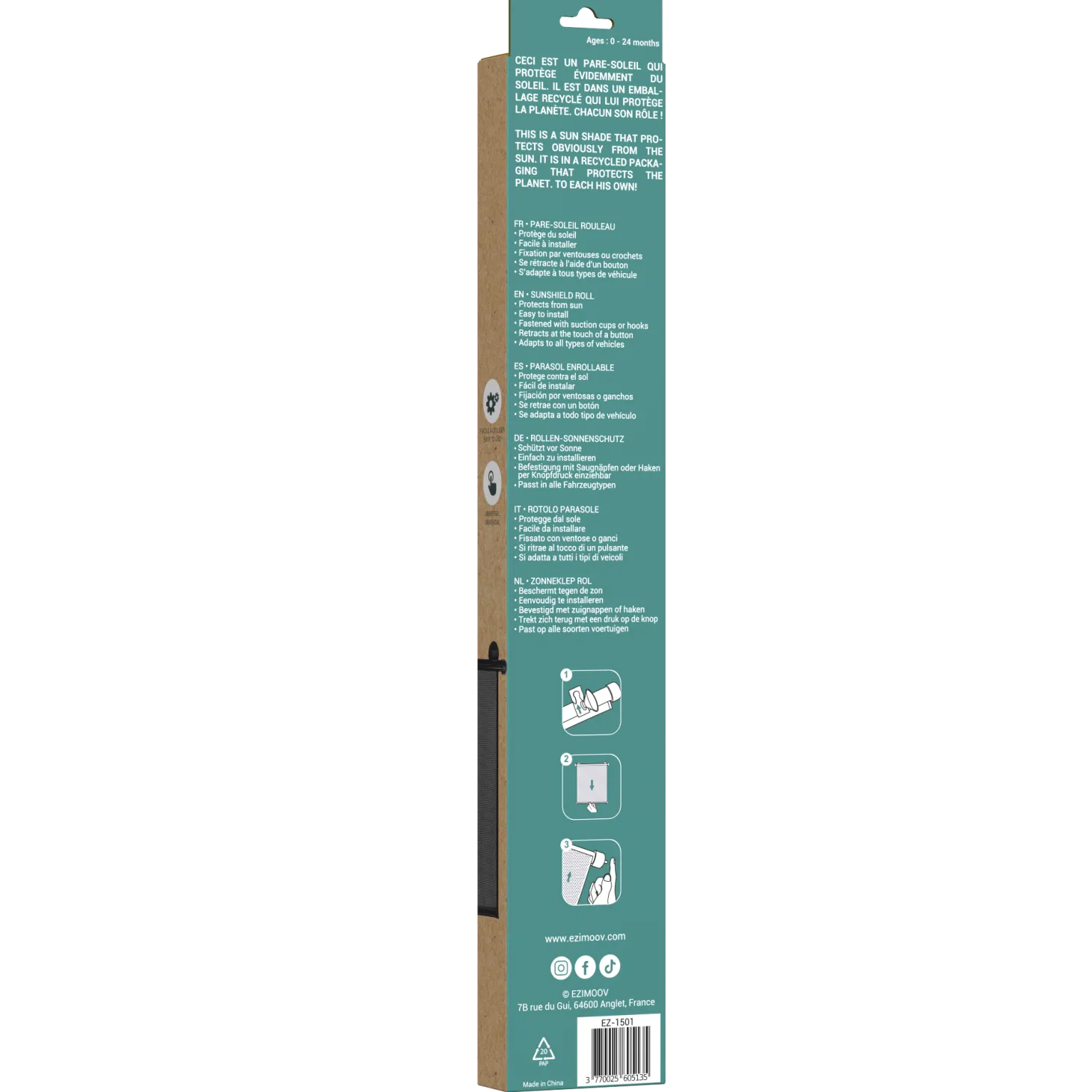 Ezimoov Pare soleil Sun Roller Noir