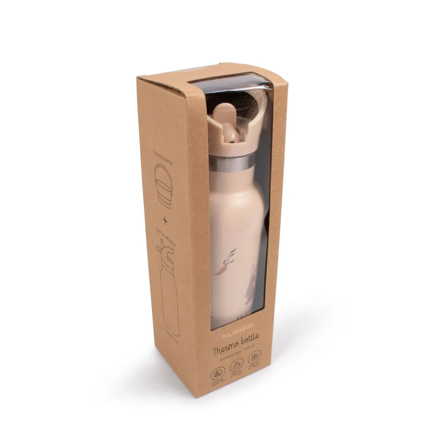 Filibabba Gourde en acier inoxydable Lapin Multicolore 350 ml