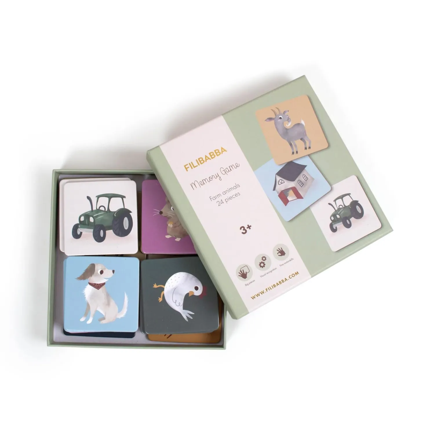 Filibabba Jeu Memory 24 pcs Animaux de la ferme Multicolore