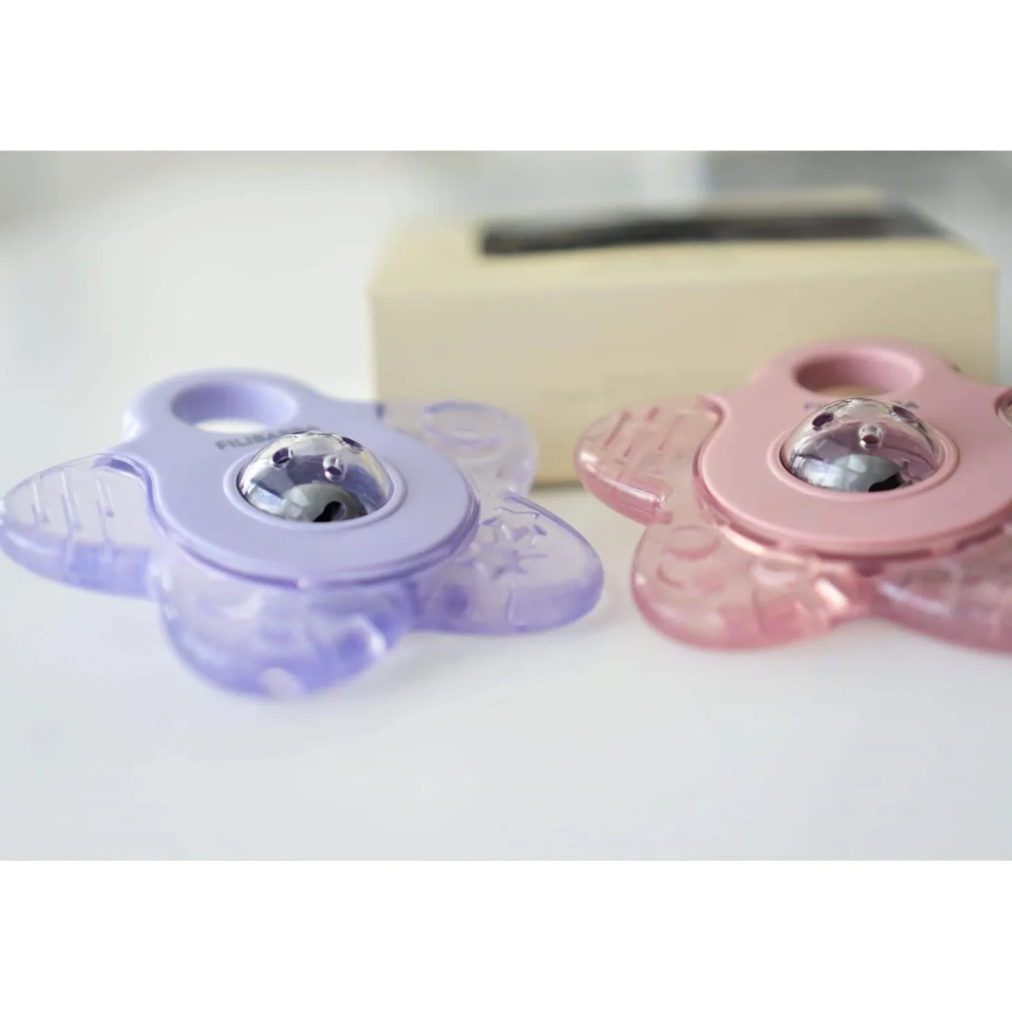 Filibabba Lot de 2 anneaux de dentition rafraîchissant étoile Rose mix