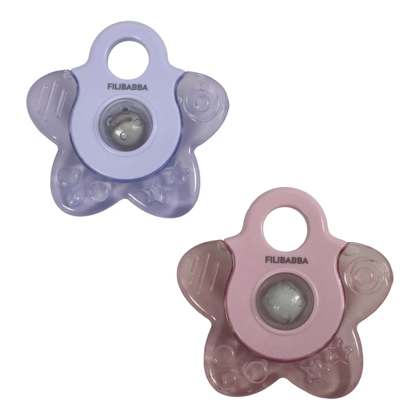 Filibabba Lot de 2 anneaux de dentition rafraîchissant étoile Rose mix