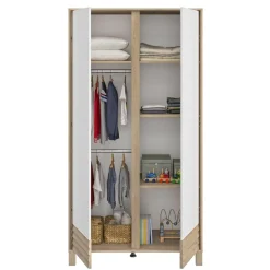 Galipette Armoire 2 portes Achille Chêne Blond Et Blanc