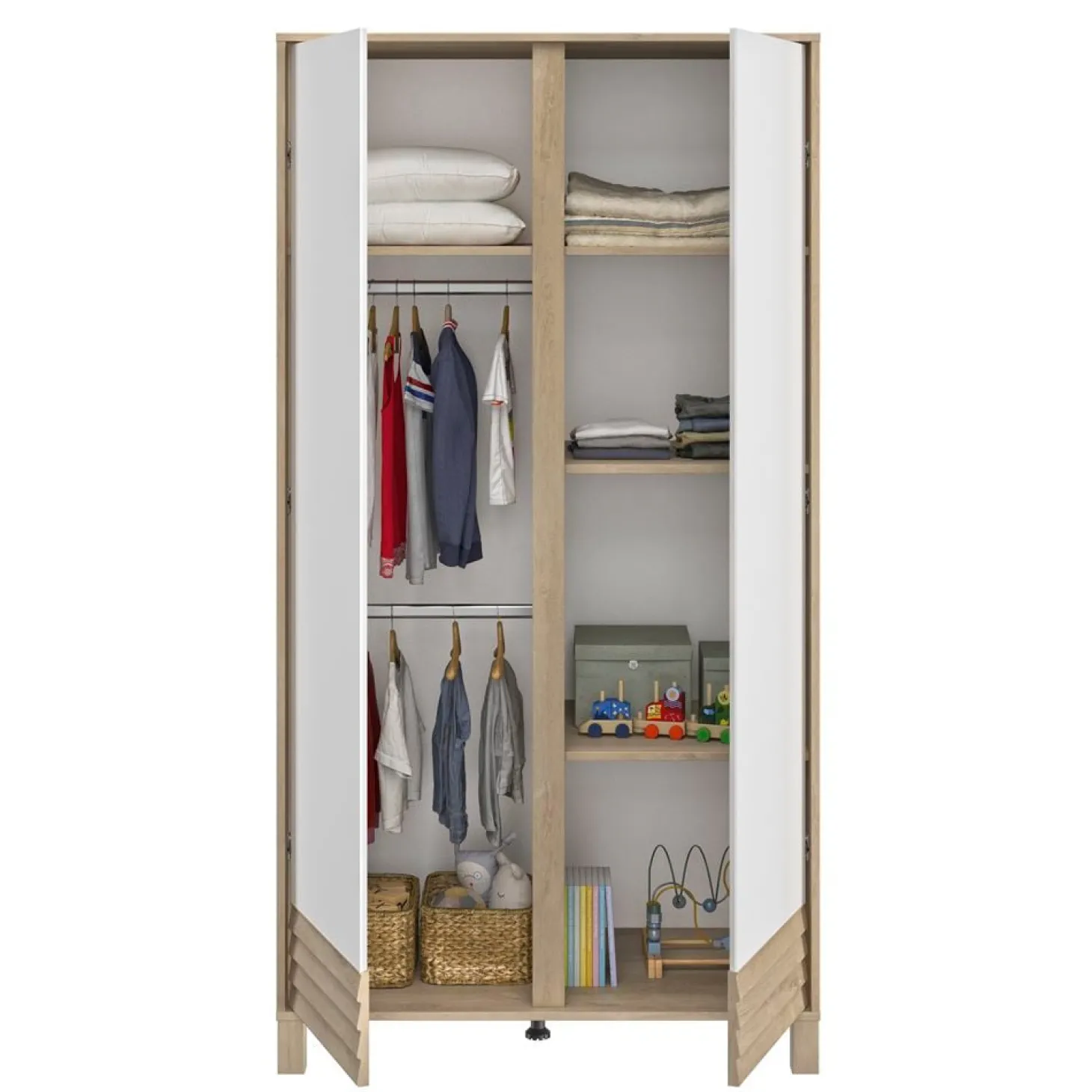 Galipette Armoire 2 portes Achille Chêne Blond Et Blanc