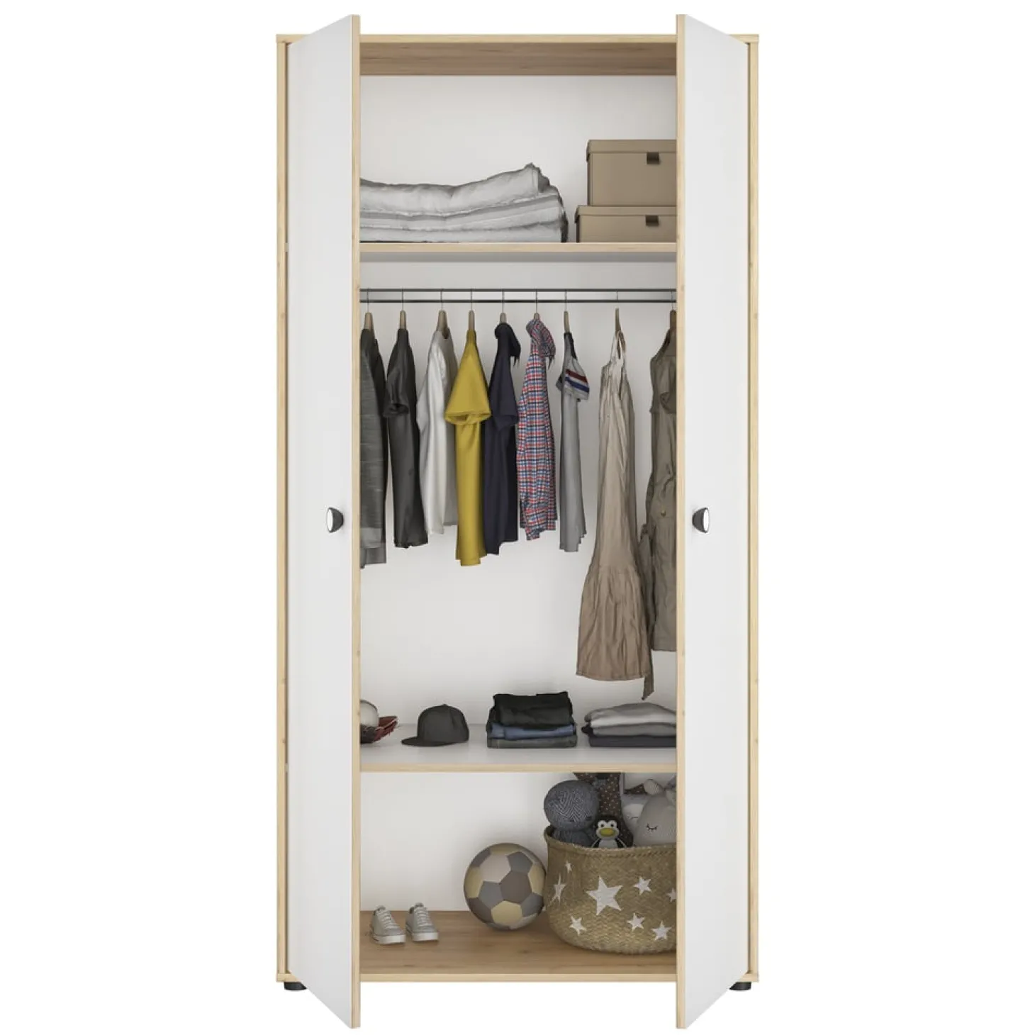 Galipette Armoire 2 portes Arthur Blanc Et Chêne Artisan