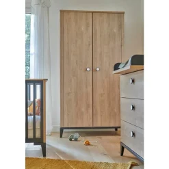Galipette Armoire 2 portes Marcel Chêne Blond Et Noir