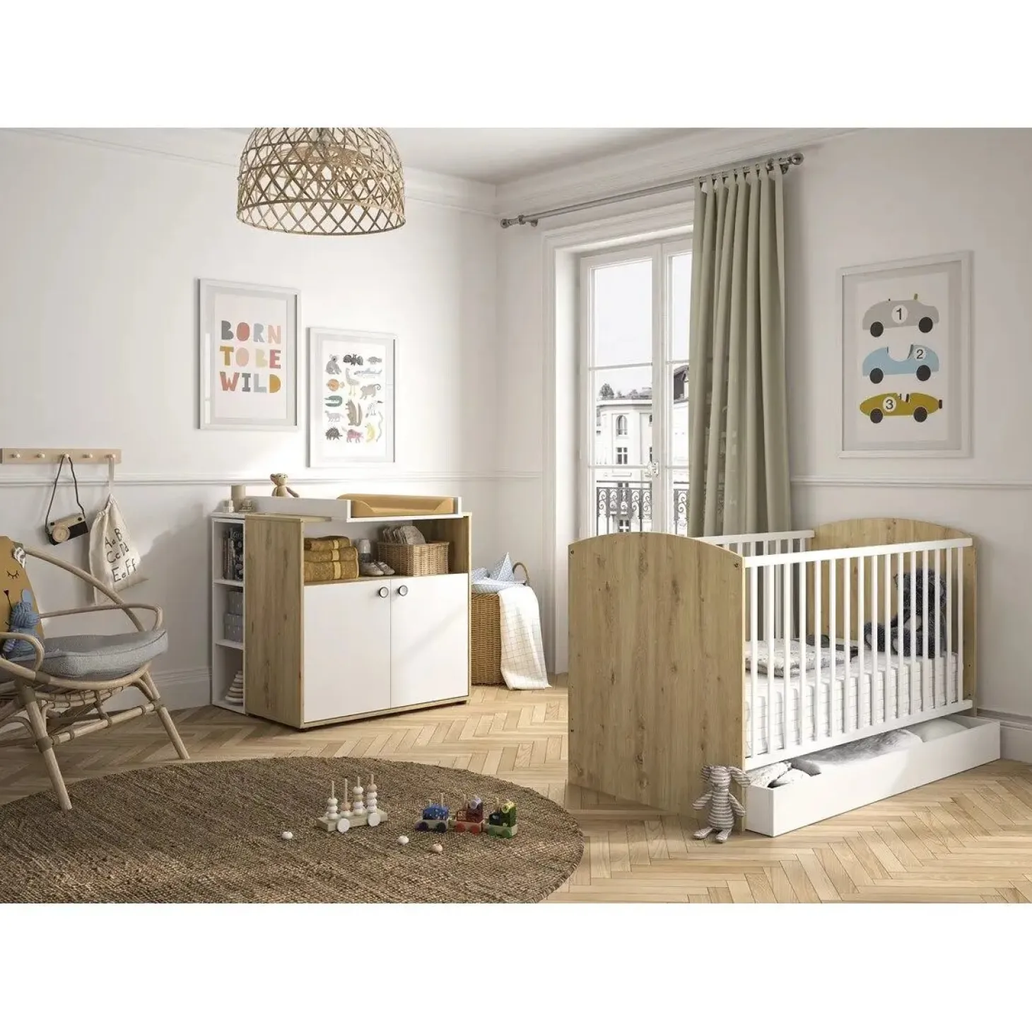 Galipette Chambre duo Arthur : Lit 60x120 + commode