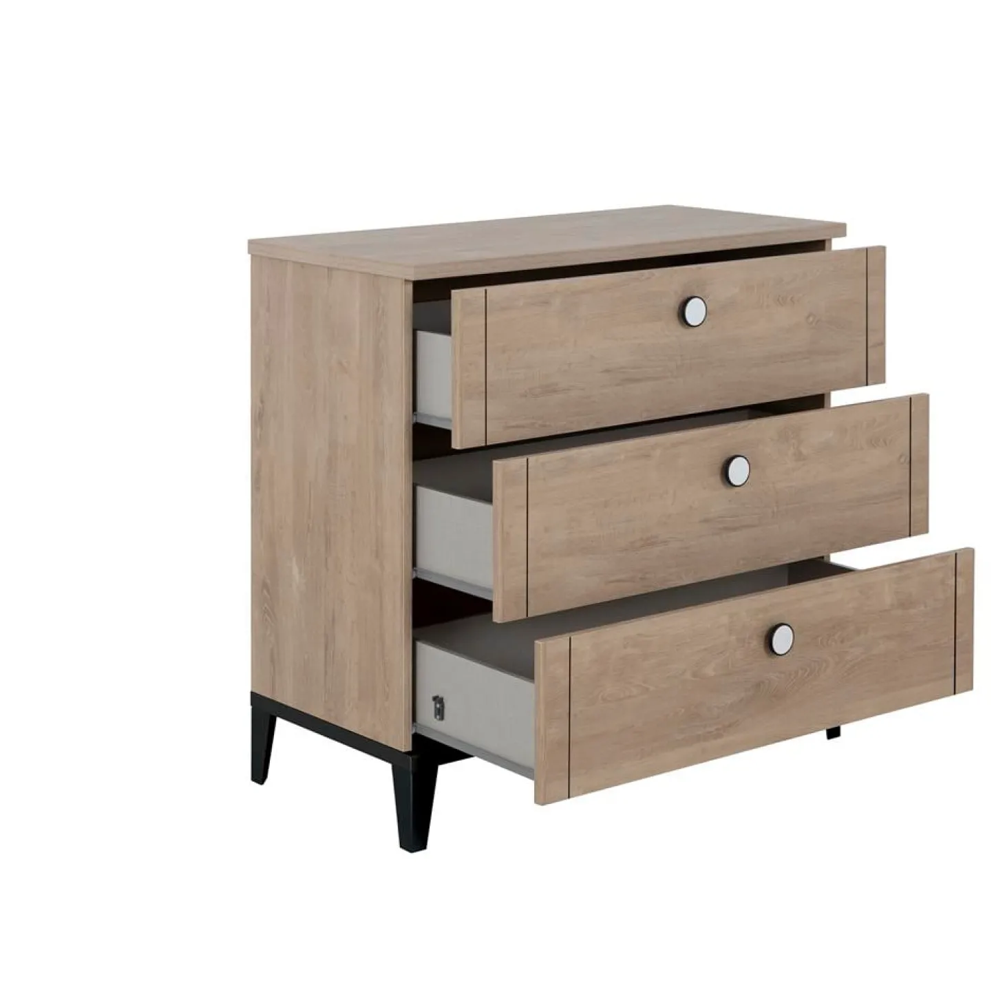 Galipette Commode 3 tiroirs Marcel Chêne Blond Et Noir
