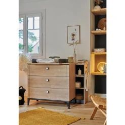 Galipette Commode 3 tiroirs Marcel Chêne Blond Et Noir