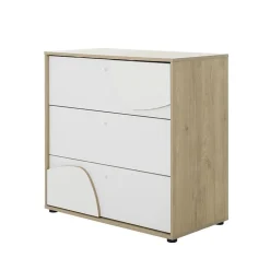 Galipette                    Trio Lit + Commode 3 tiroirs + Armoire 2 portes Basile    Châtaignier Naturel            60x120 cm