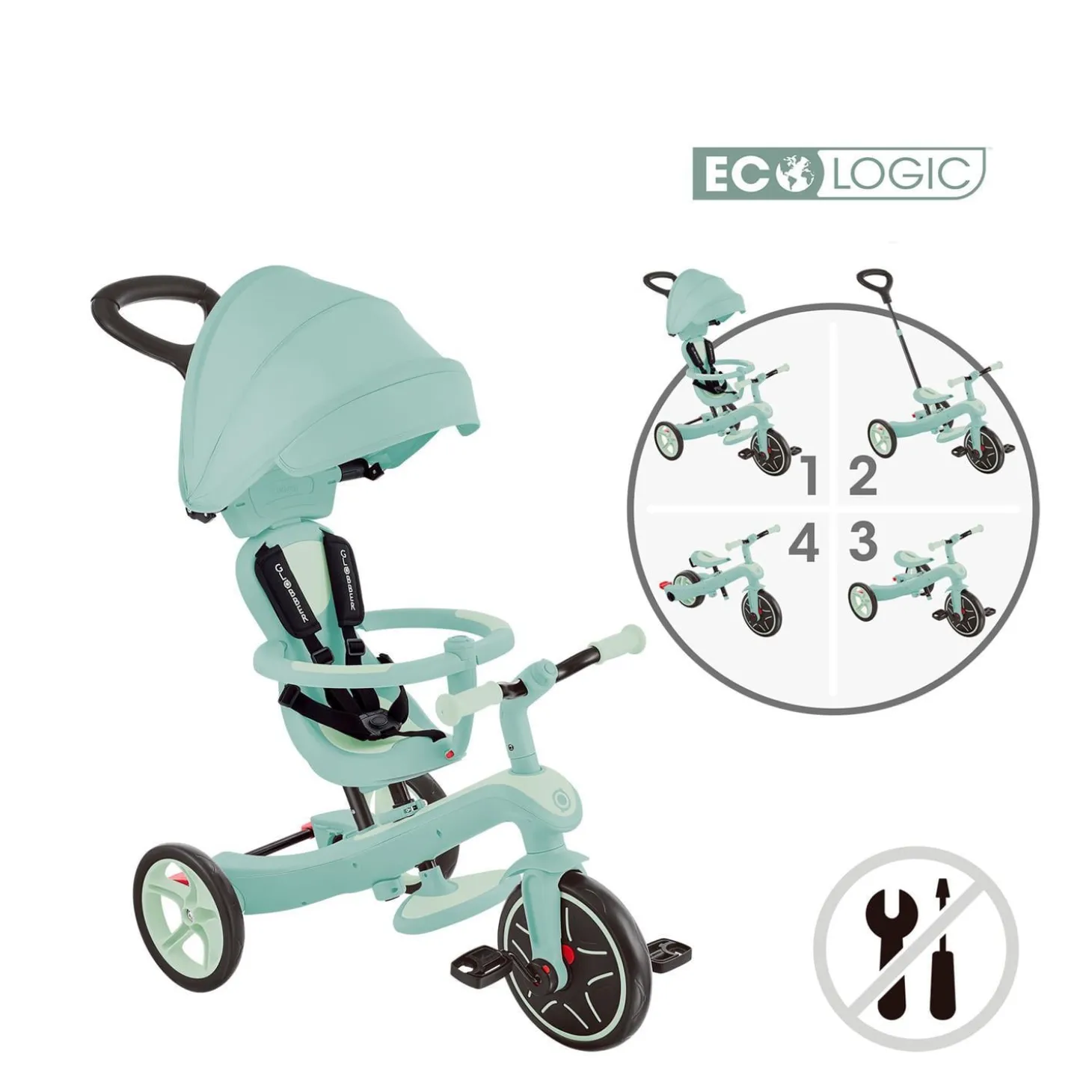 Globber Tricycle Explorer 4 en 1 Ecologic Pistache