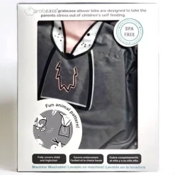 Grabease Bavoir intégral couvrant bébé et chaise haute Gris 6 mois+