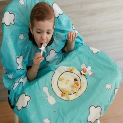 Grabease Bavoir intégral couvrant bébé et chaise haute Turquoise 6 mois+
