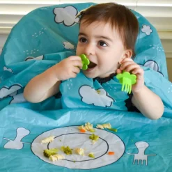 Grabease                    Bavoir intégral couvrant bébé et chaise haute    Turquoise            6 mois+
