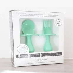 Grabease Couverts ergonomiques d'apprentissage Vert Clair 9 mois