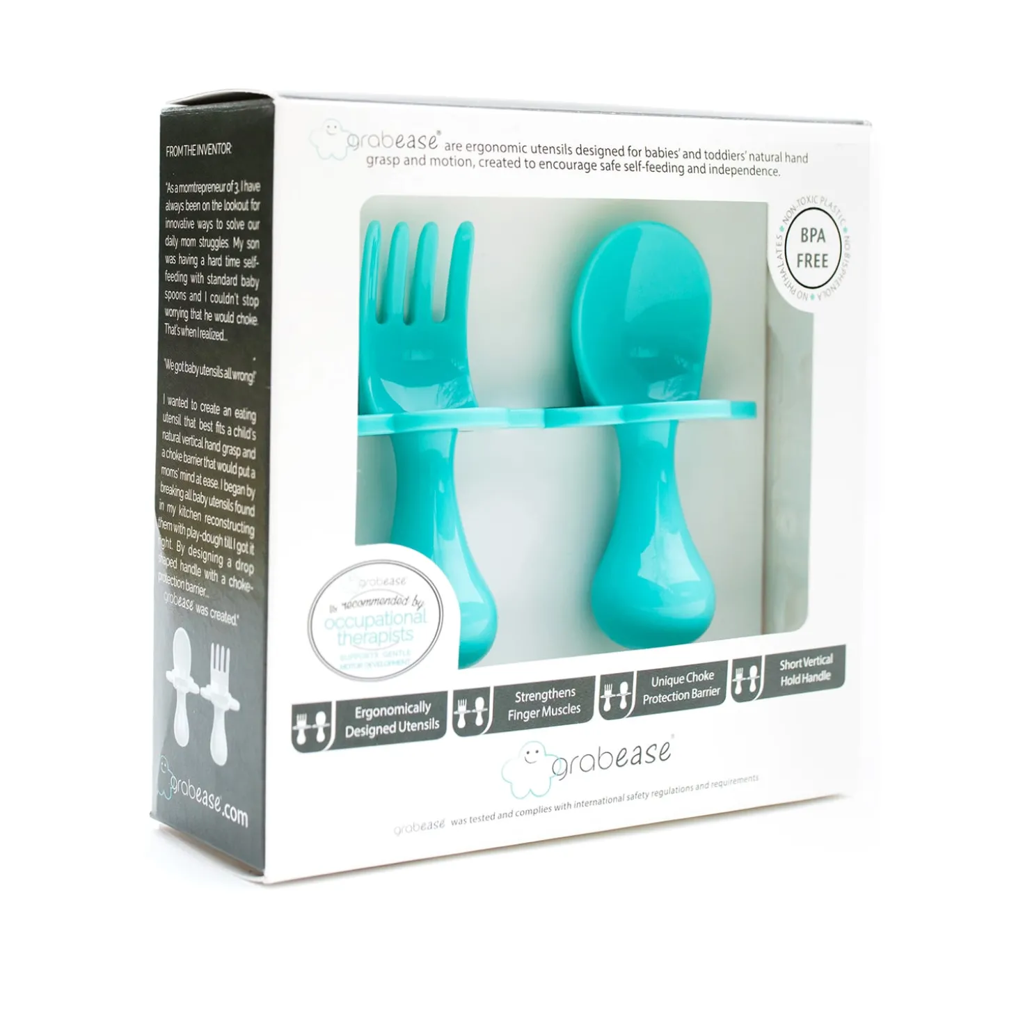 Grabease Couverts ergonomiques d'apprentissage Turquoise 6 mois+