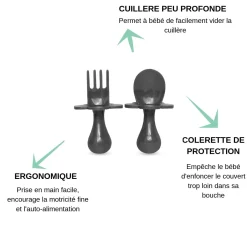 Grabease Couverts ergonomiques d'apprentissage Gris 7 mois+