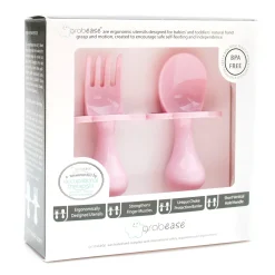 Grabease Couverts ergonomiques d'apprentissage Rose Clair 8 mois+