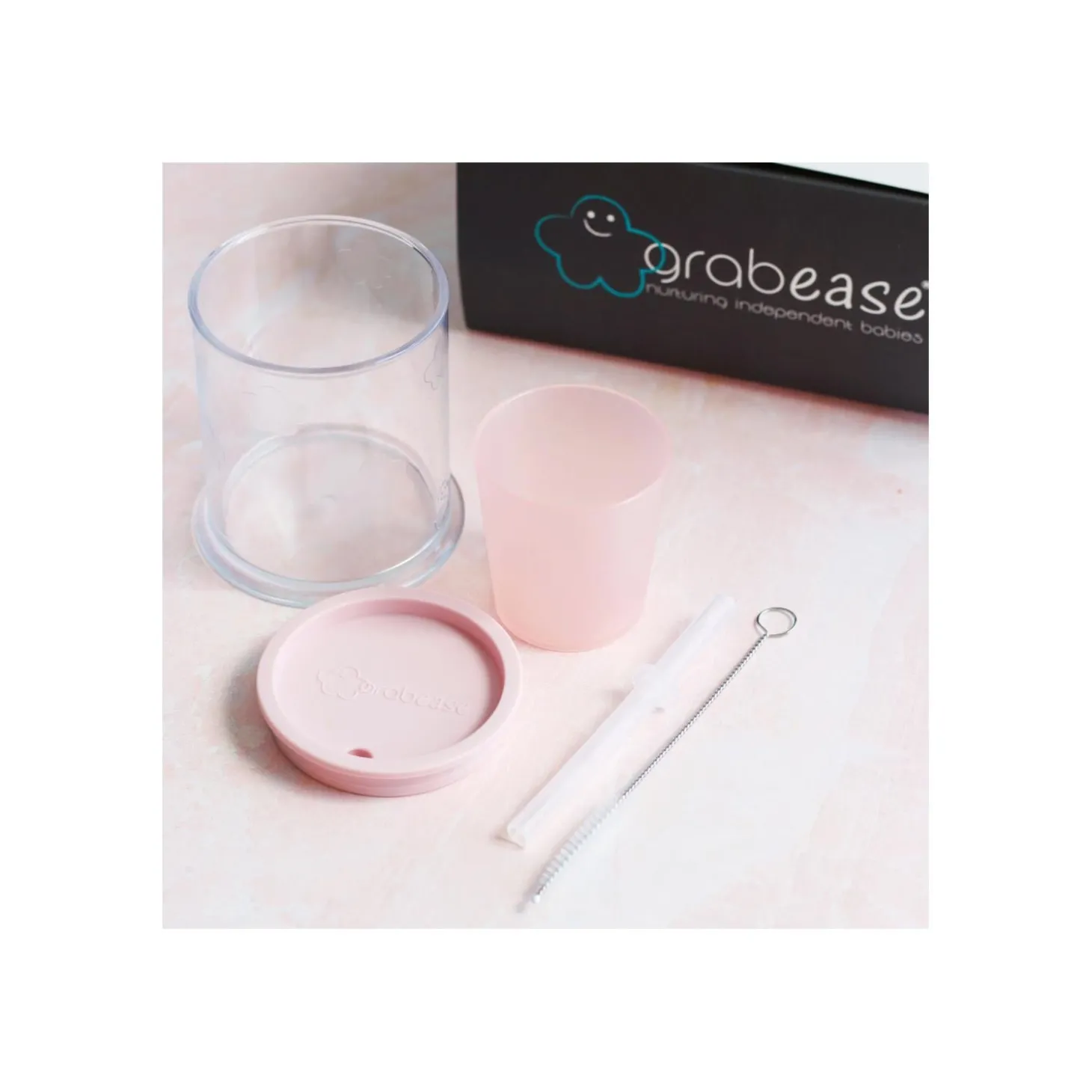 Grabease Gobelet d'apprentissage bébé 3 en 1 Rose clair 6 mois