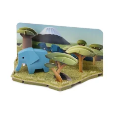 Half Toys Puzzle 3D Animal Elephant et Diorama Bleu