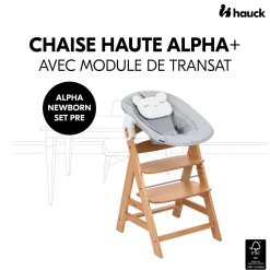 Hauck Chaise haute avec siège nouveau-né Alpha Newborn Set Pre Nature Grey