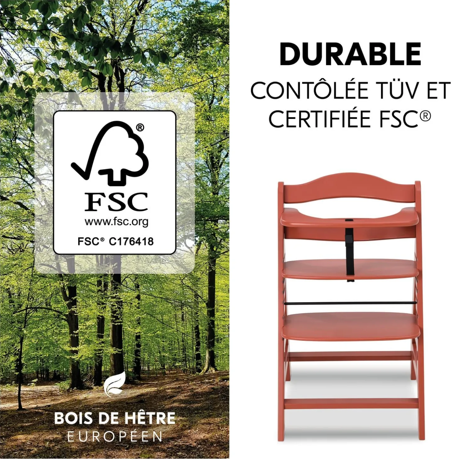 Hauck Chaise Haute En Bois Alpha+ Cork