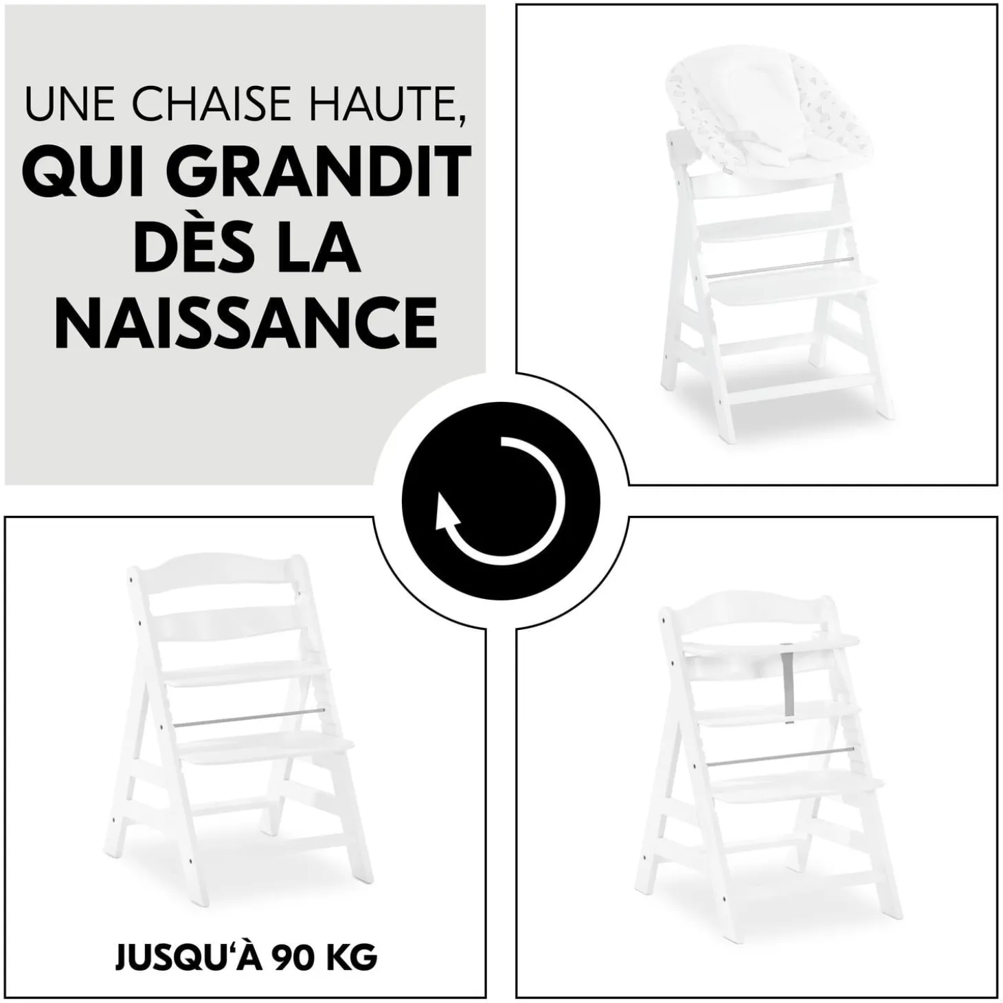 Hauck Chaise Haute En Bois Alpha+ White