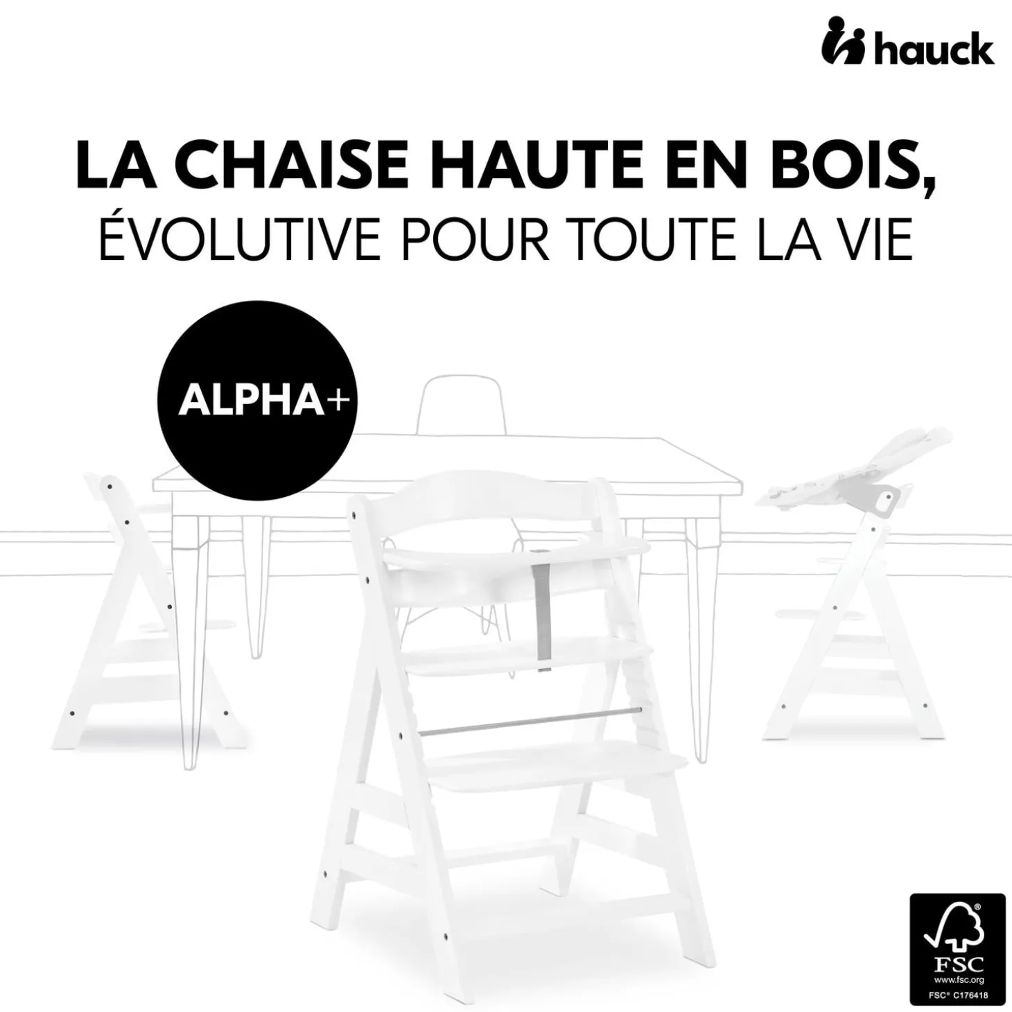 Hauck Chaise Haute En Bois Alpha+ White