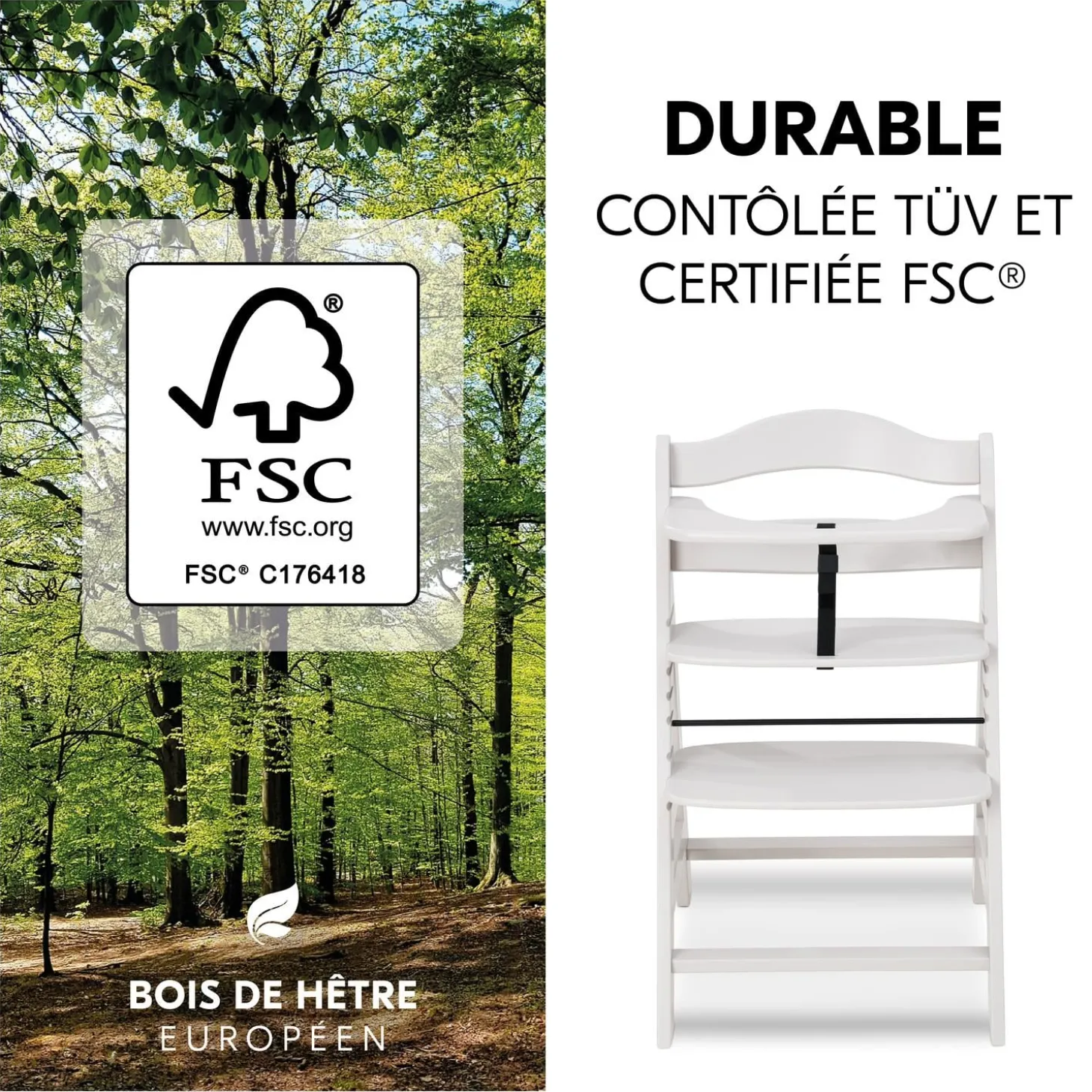 Hauck Chaise Haute En Bois Alpha+ Creme