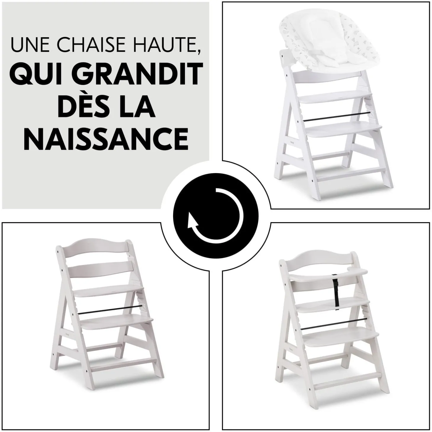 Hauck Chaise Haute En Bois Alpha+ Creme