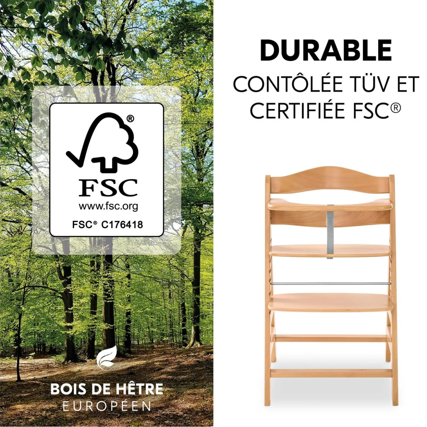 Hauck Chaise Haute En Bois Alpha+ Natural