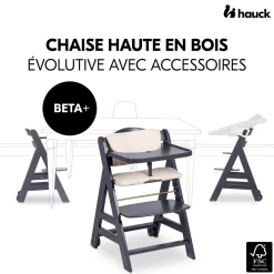 Hauck Chaise haute en bois Beta+ Dark Grey