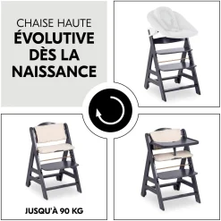 Hauck Chaise haute en bois Beta+ Dark Grey