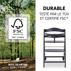 Hauck Chaise haute en bois Beta+ Dark Grey