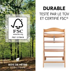 Hauck Chaise haute en bois Beta+ Natural