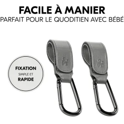 Hauck Crochets pour poussette Pushchair Hooks Grey