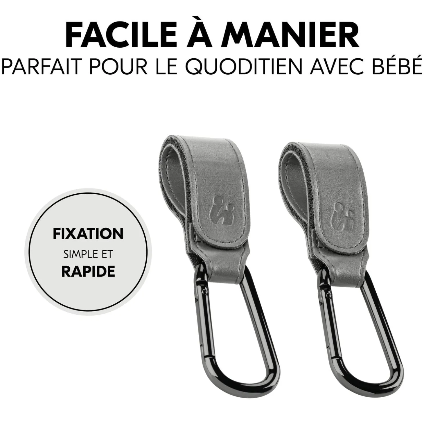 Hauck Crochets pour poussette Pushchair Hooks Grey