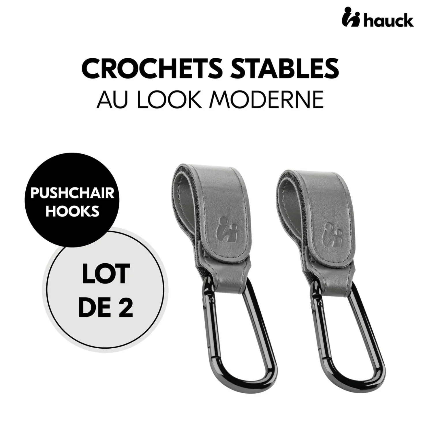 Hauck Crochets pour poussette Pushchair Hooks Grey