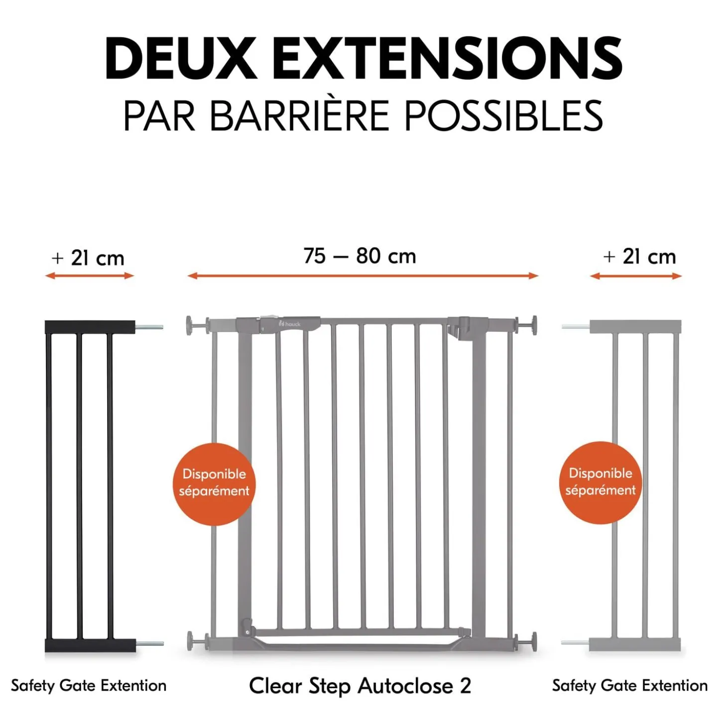 Hauck Extension barrières de sécurité Black 21 cm