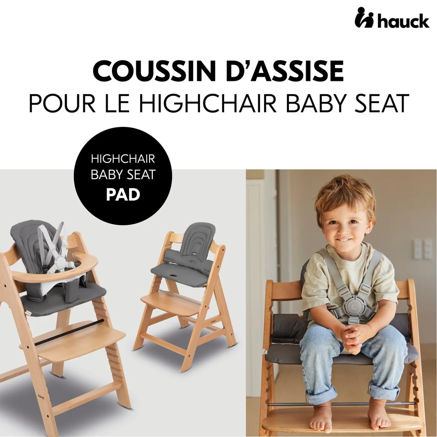 Hauck Kit complet chaise haute Alpha Start N Grow Set Natural Dark Grey Melange