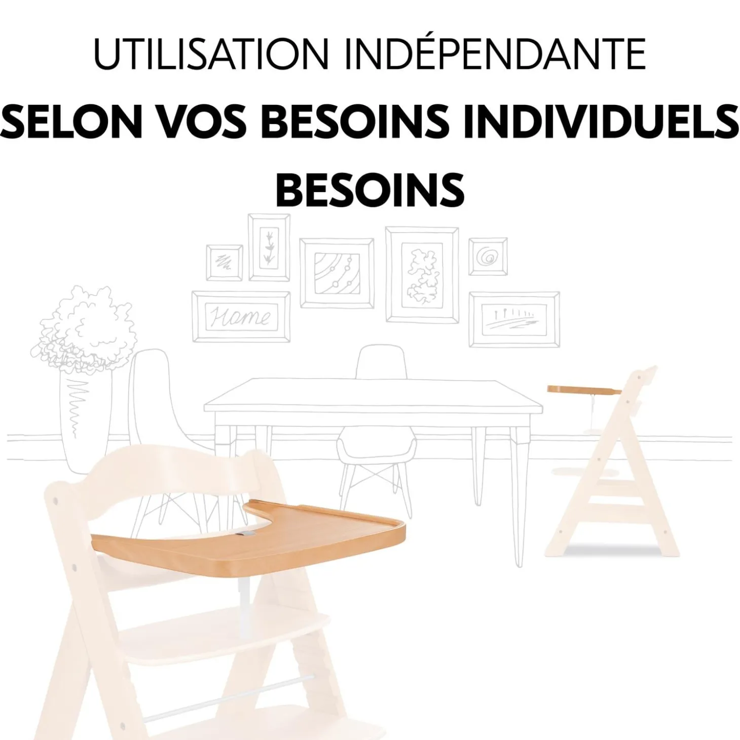 Hauck Plateau pour chaise haute Alpha Wooden Tray Natural