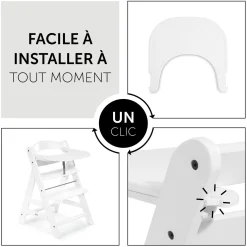 Hauck                    Plateau Pour chaise haute Alpha Click Tray    White