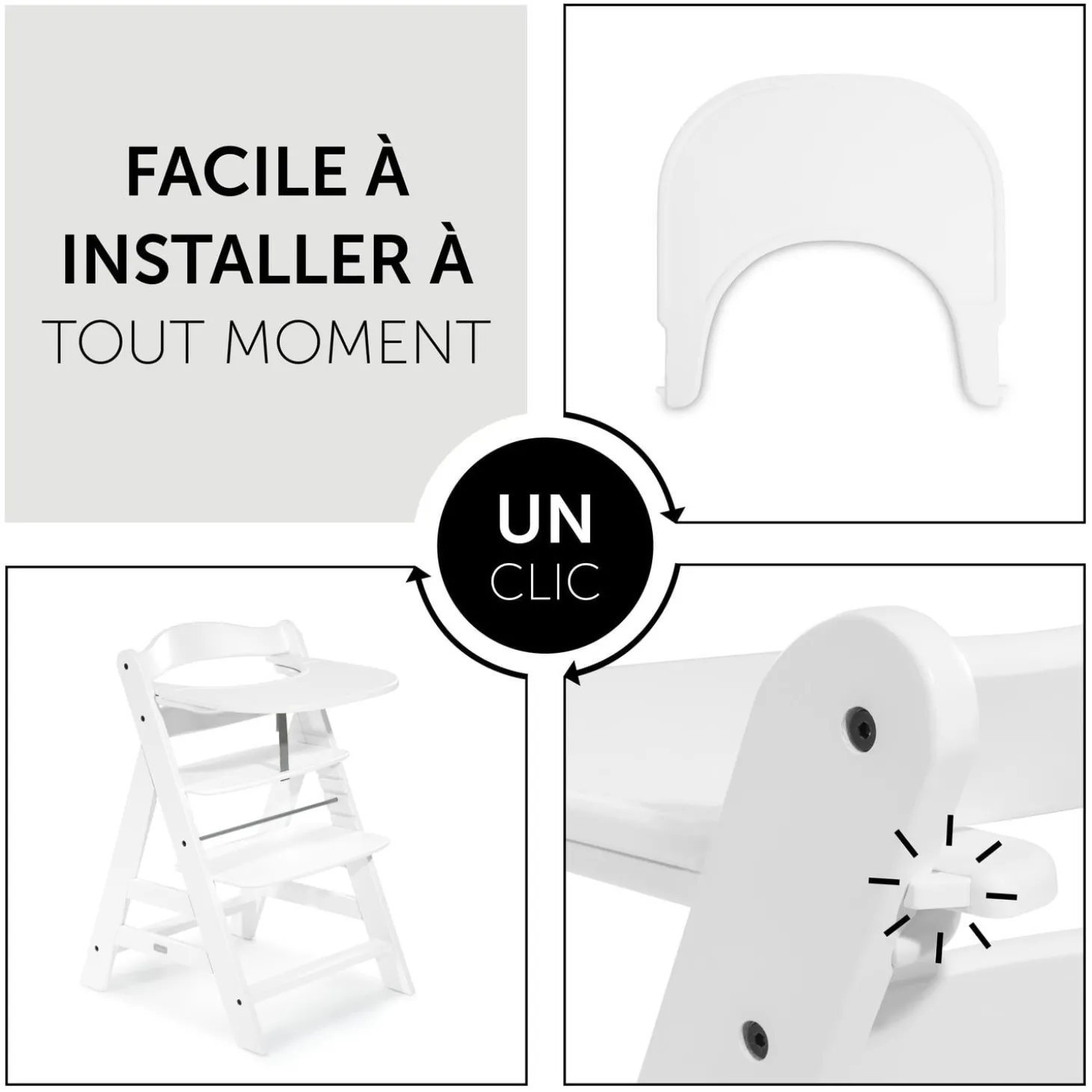 Hauck Plateau Pour chaise haute Alpha Click Tray White