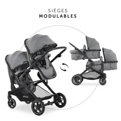Hauck                    Poussette Double Atlantic Twin    Melange Grey