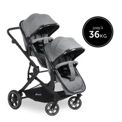 Hauck                    Poussette Double Atlantic Twin    Melange Grey