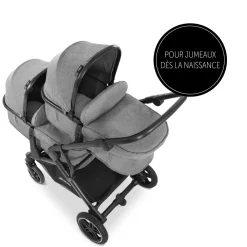 Hauck                    Poussette Double Atlantic Twin    Melange Grey