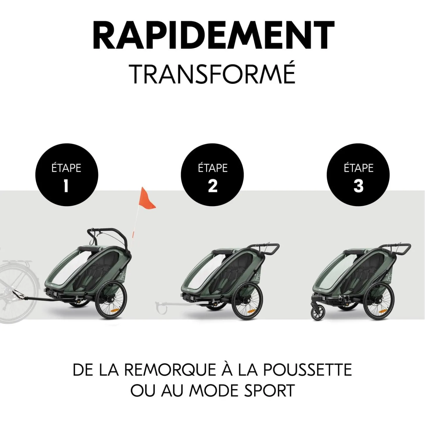 Hauck Remorque de Vélo N Walk Duo Dark Green
