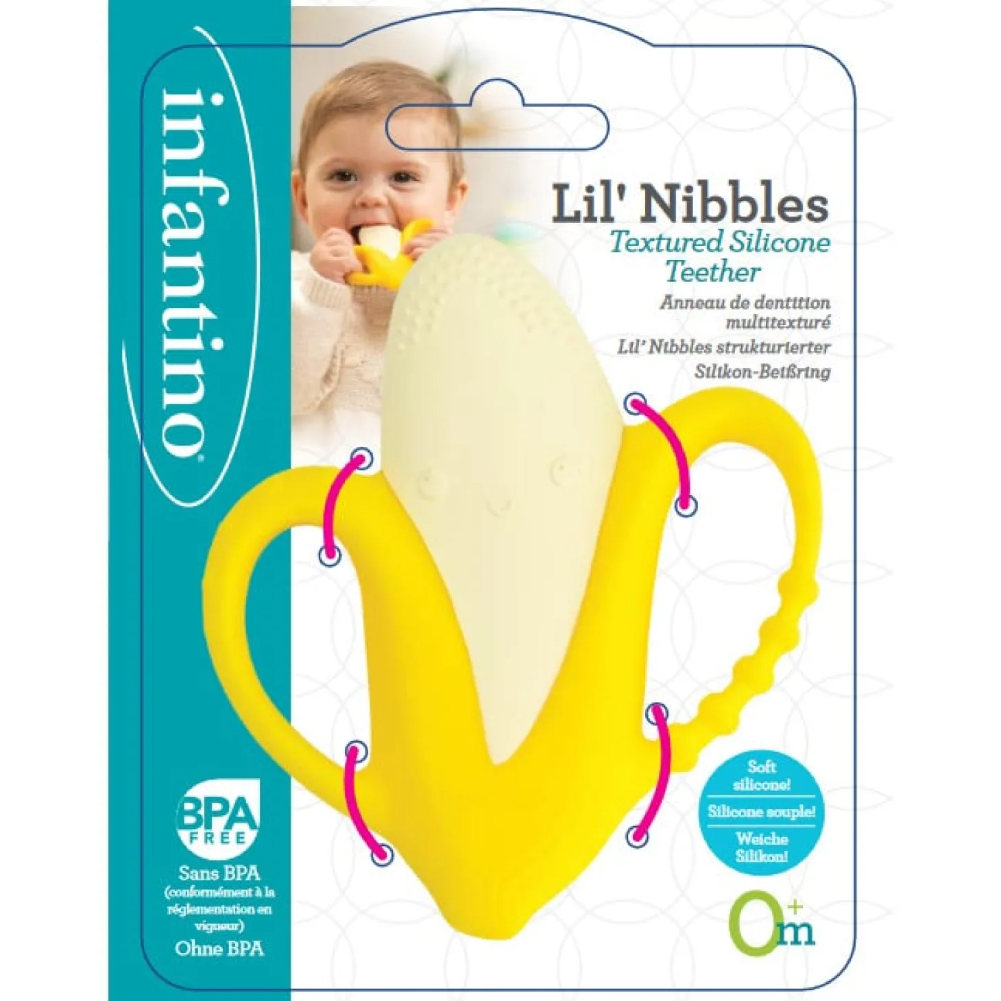 Infantino Anneau de dentition en silicone Banane Jaune