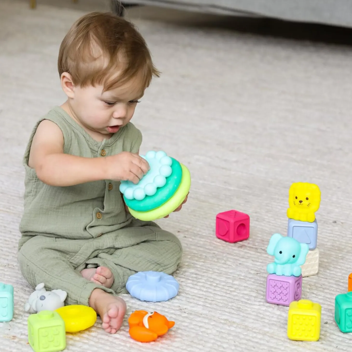 Infantino Coffret de 20 pièces d'anneaux empilables Multicolore