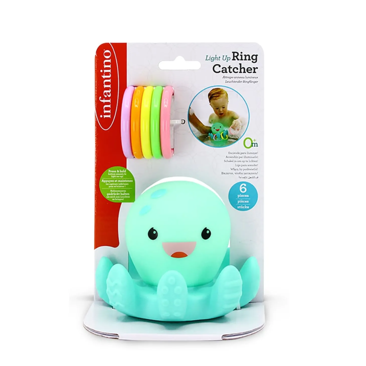 Infantino Pieuvre de bain lumineuse avec anneaux Multicolore